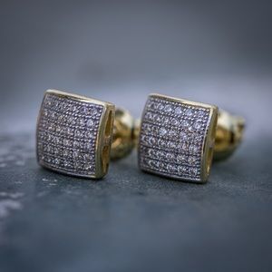 Mens Small Gold Square Stud Hip Hop Earrings